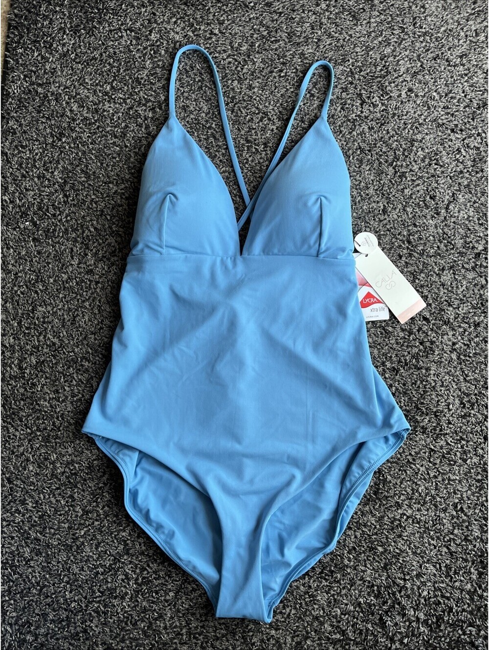 Calia swimsuit Womens size 16 One Piece scrappy back tranquil blue New!
